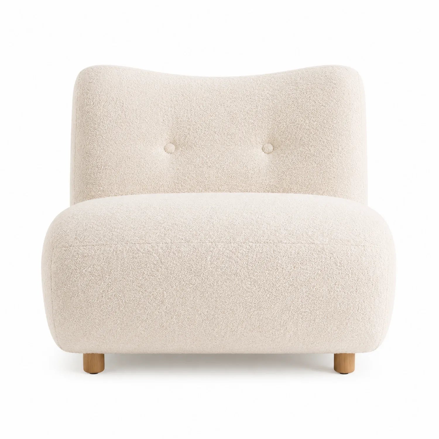 Sessel Bouclé-Stoff Holzbeine Beige 80x70x75cm
