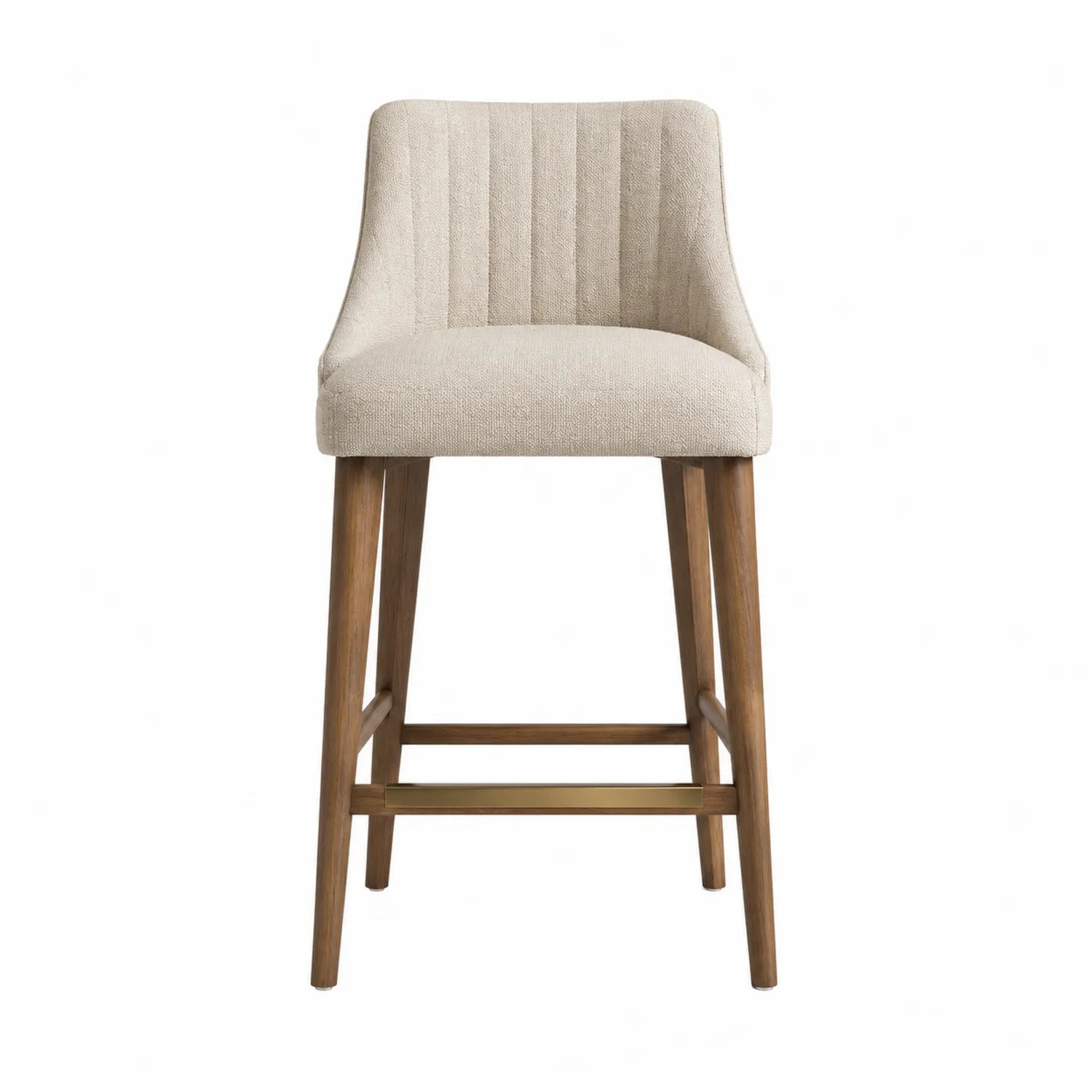 Barhocker mit Stoffbezug und Holzrahmen Beige