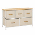 Kommode mit 5 Stoffschubladen und Stahlrahmen Beige 100 x 30 x 60 cm