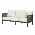 3-Sitzer Gartensofa Aluminium Textilgewebe Weiß/Grün