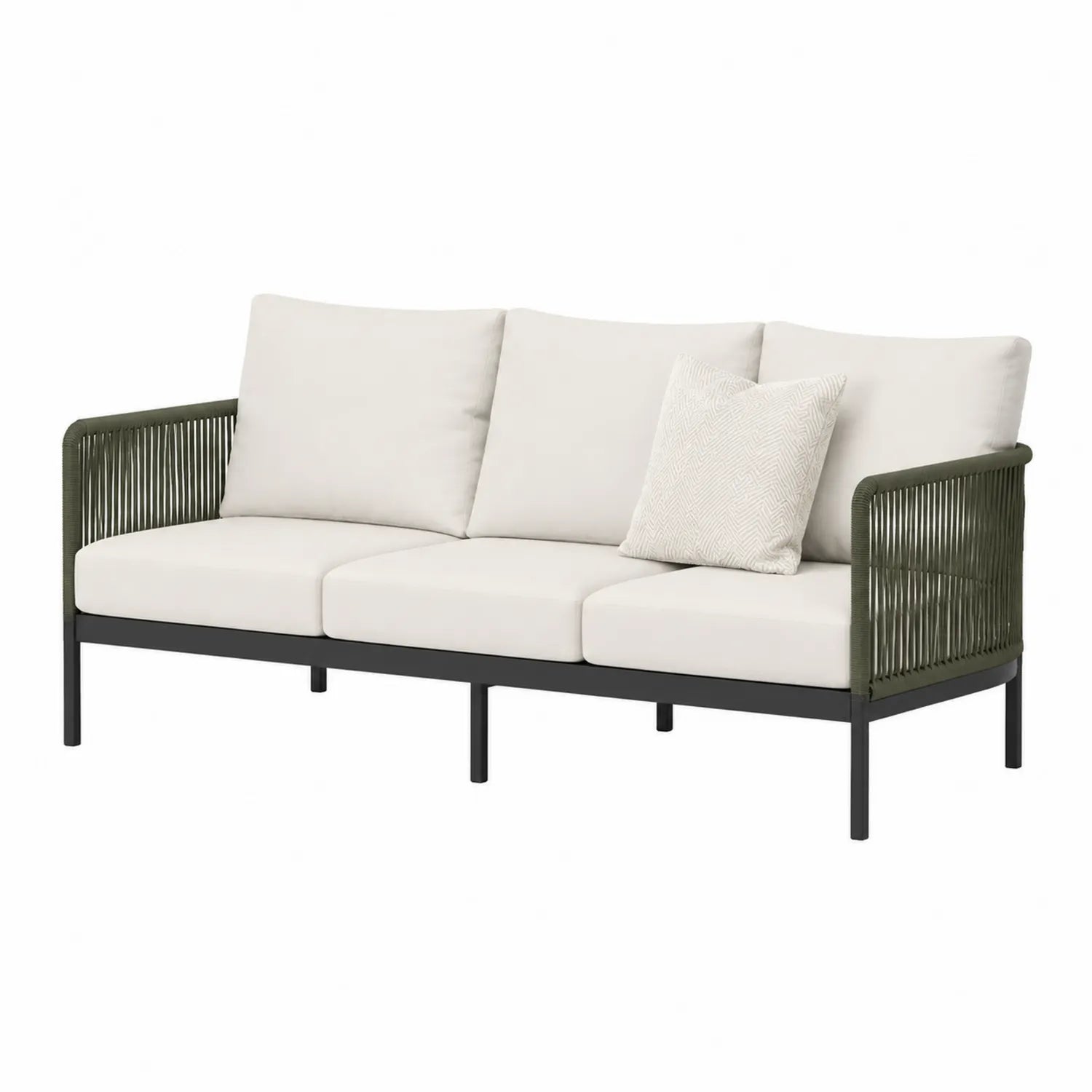 3-Sitzer Gartensofa Aluminium Textilgewebe Weiß/Grün