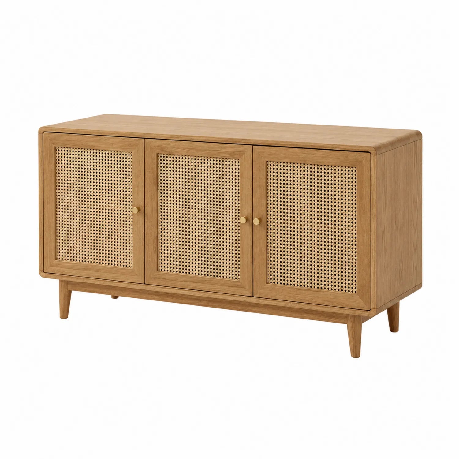 Sideboard aus Eiche mit Rattan-Türen