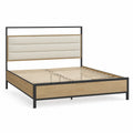 Metallbett mit Holzfurnier und Polyesterkopfteil Beige 200x160 cm