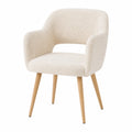 Esszimmerstuhl mit Bouclé-Stoff und Holzbeinen Creme 80cm