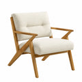 Holz Sessel mit Wollbezug in Creme