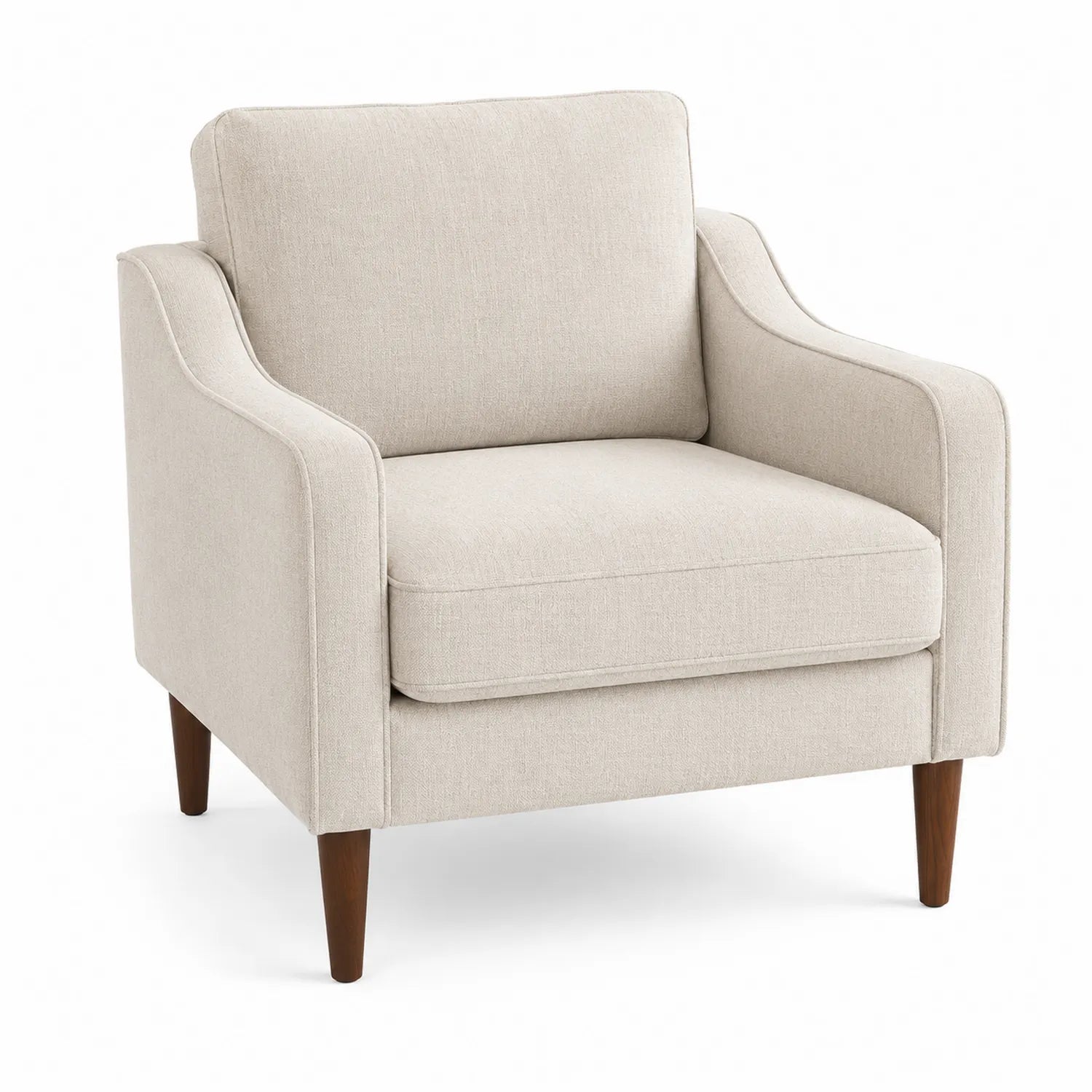 Sessel Stoff Beige mit Holzbeinen
