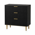 Schwarze MDF-Kommode mit 3 Schubladen und Metallgriffen, 80x40x90 cm