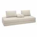 Beiges Stoffsofa mit Kissen, 220 cm
