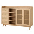 Sideboard aus Eichenholz mit Geflechtfronten