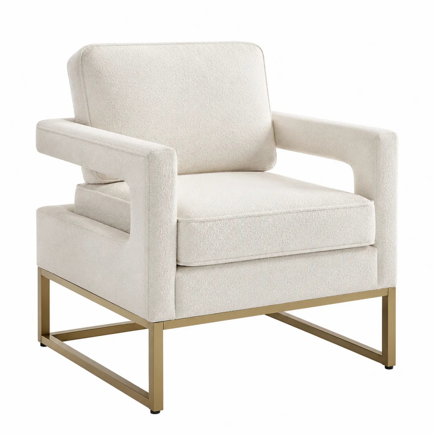 Sessel Bouclé-Stoff Stahlrahmen Beige