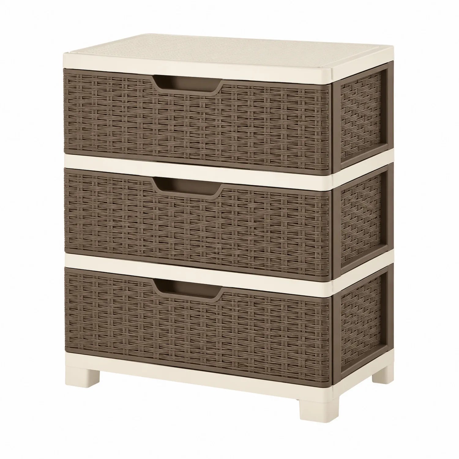 Kunststoff Schubladenelement Braun/Beige mit 3 Schubladen 60cm x 45cm x 80cm