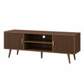 Holz TV-Schrank Braun 120 cm mit Regalen und Türen