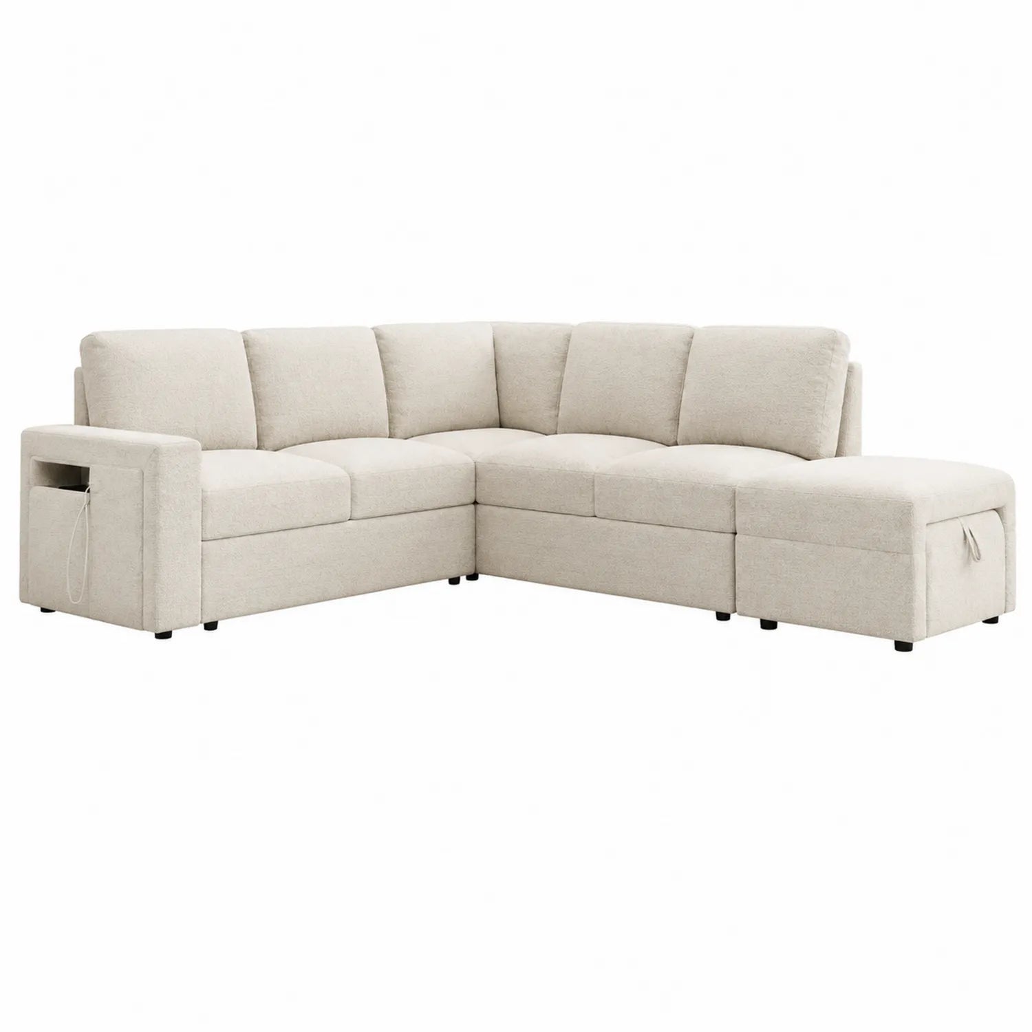 Ecksofa aus Stoff Beige mit Stauraum