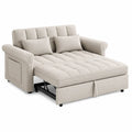 Schlafsofa Leinen Beige mit Kissen