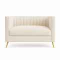 Zweisitzer Sofa Bouclé Creme Goldene Metallbeine 120cm