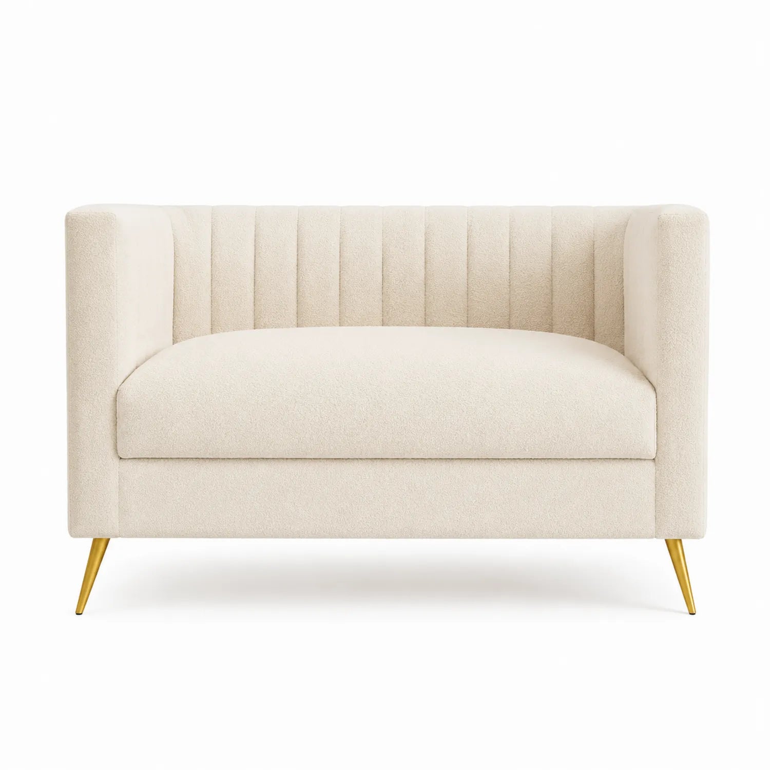 Zweisitzer Sofa Bouclé Creme Goldene Metallbeine 120cm