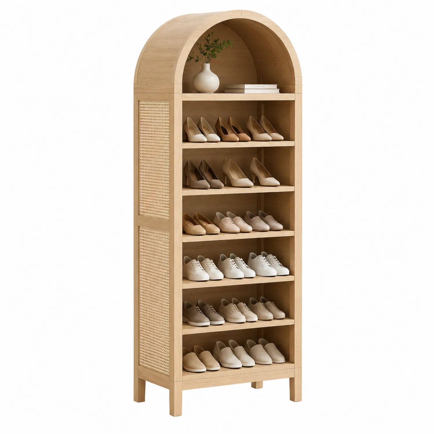 Schuhregal aus Eichenholz mit 5 Ebenen Natur