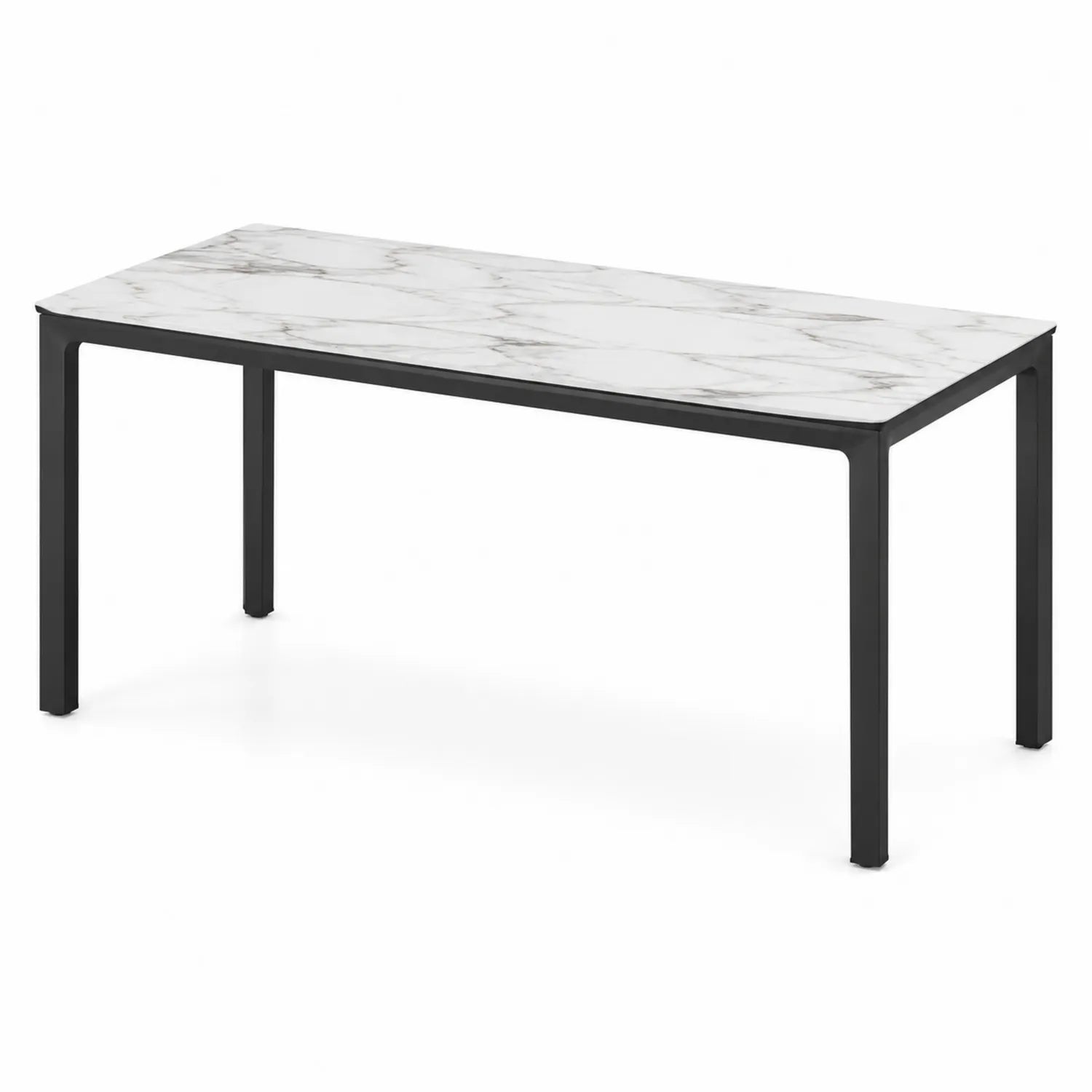 Rechteckiger Esstisch mit Marmoroptik und Stahlbeinen 160 x 90 x 75 cm
