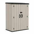 Kunststoff Gartenschrank Zweitürig Beige/Schwarz 70x50x180 cm