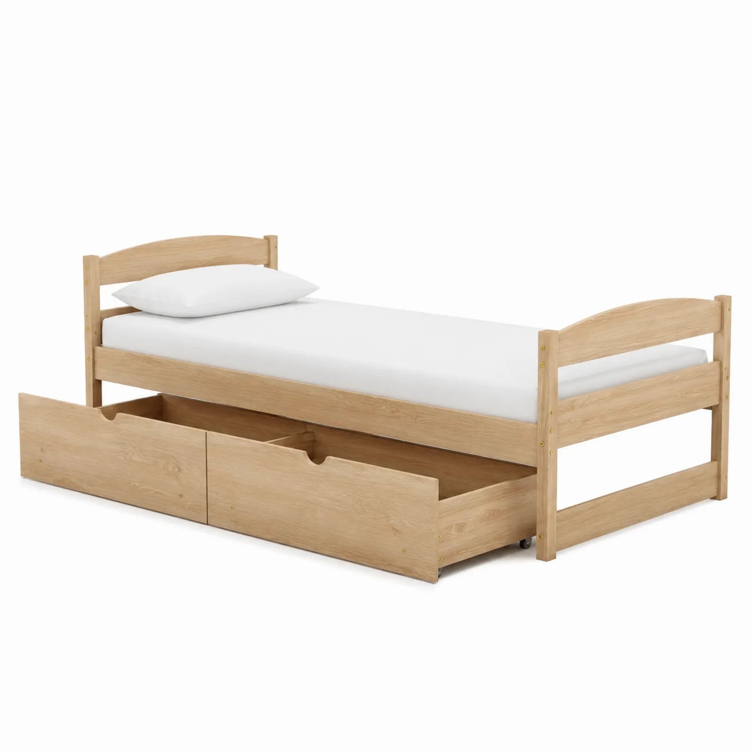 Massivholzbett mit 2 Schubladen 200x90 cm Natur