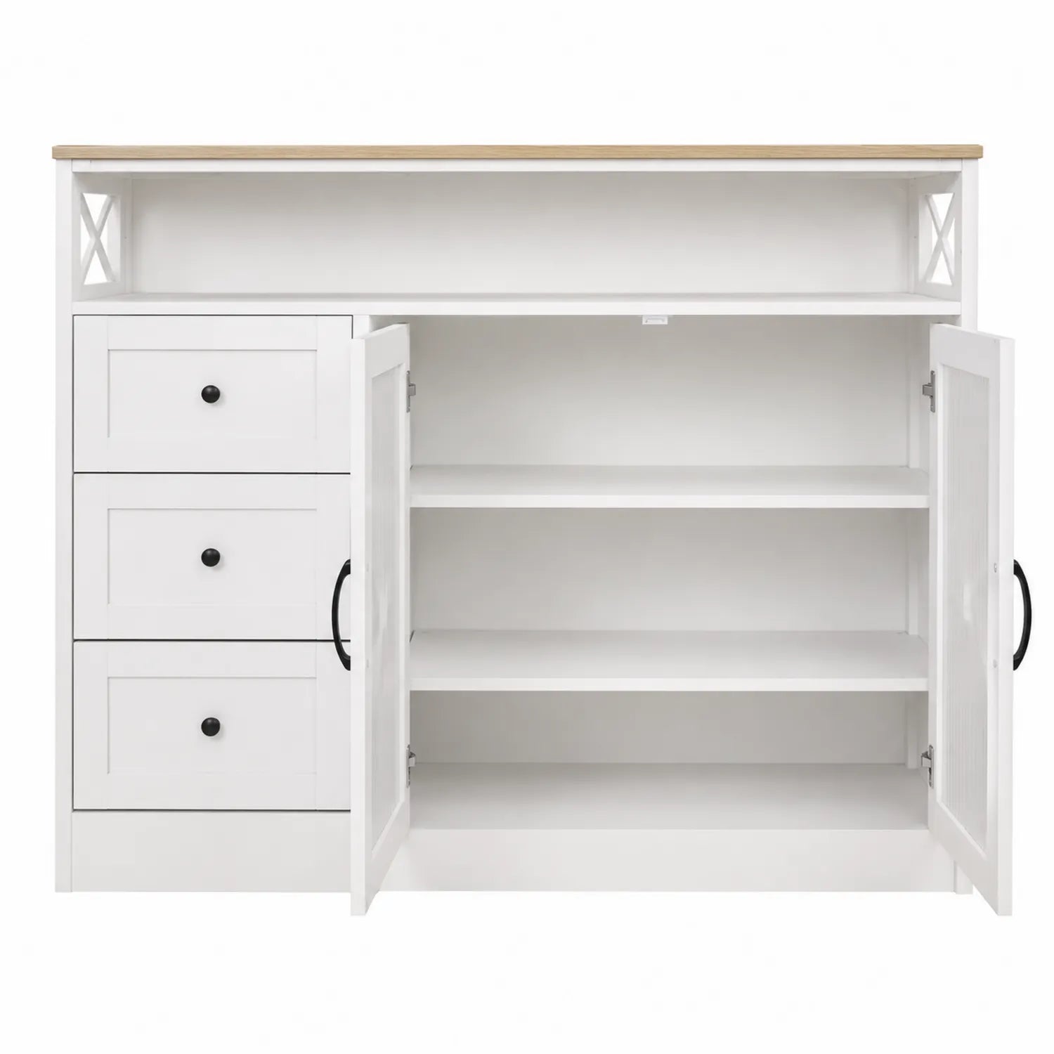 Sideboard MDF-Holz Weiß 3 Schubladen 2 Türen 120x40x80 cm