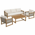 Teakholz Gartenmöbel-Set mit Polyesterkissen