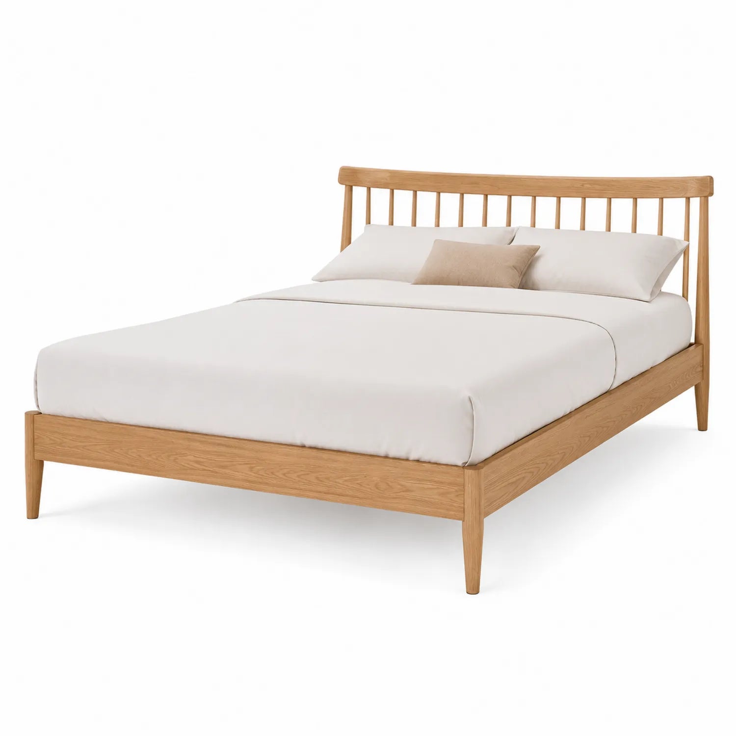 Doppelbett Eiche Holz Weiß mit Kissen