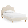 Einzelbett aus Holz und Polyester Creme 200x90 cm