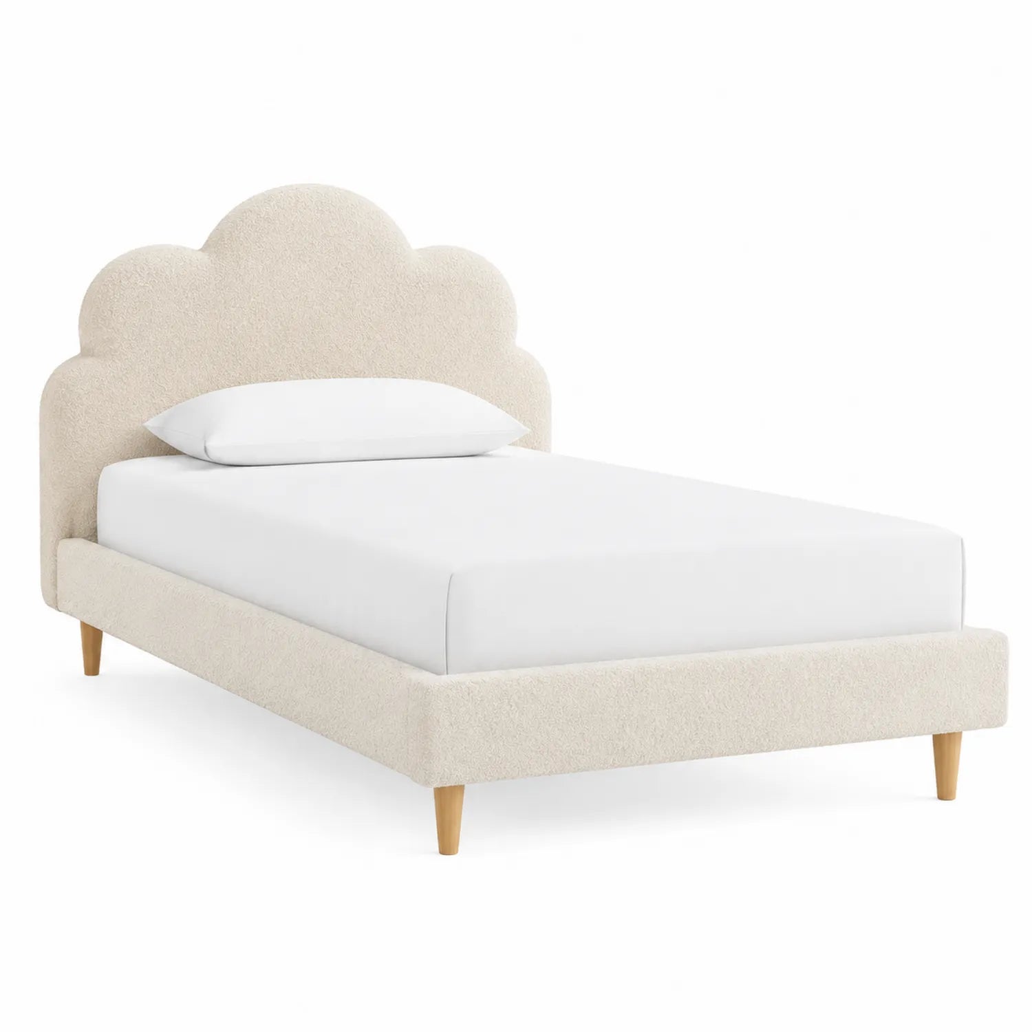 Einzelbett aus Holz und Polyester Creme 200x90 cm