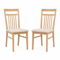 2er Set Esszimmerstühle aus Eiche mit Polyesterbezug in Beige