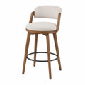 Barhocker aus Holz mit Stoffpolsterung Beige