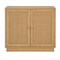 Eiche Sideboard mit Rattan-Türen 80x35x90cm
