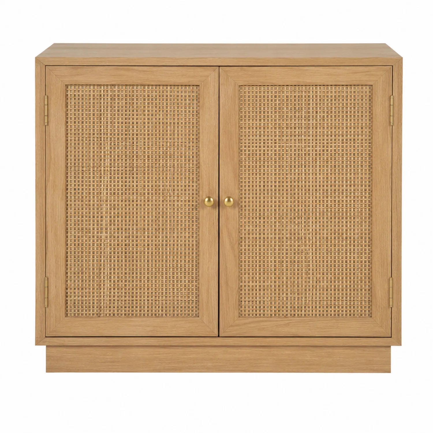 Eiche Sideboard mit Rattan-Türen 80x35x90cm