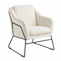 Sessel mit Bouclé-Stoff und Metallrahmen in Creme, 80x75x70cm