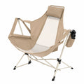 Klappbarer Polyesterstuhl mit Kopfkissen und Getränkehalter Beige