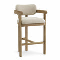 Barhocker mit Eichenrahmen und Viskosebezug Beige
