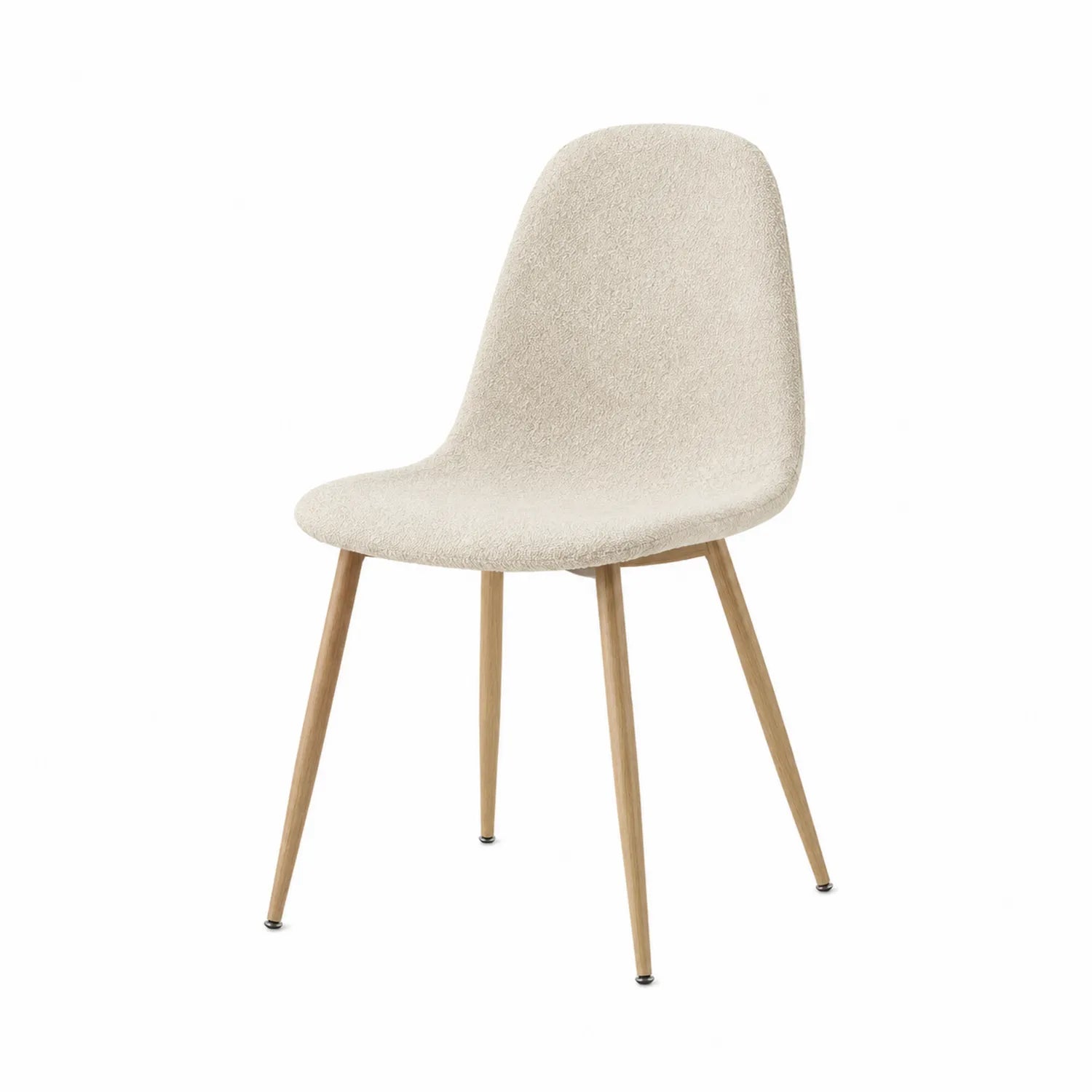 Esszimmerstuhl aus Bouclé-Stoff mit Holzbeinen Beige