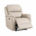 Elektrischer Ledersessel Beige mit Liegefunktion