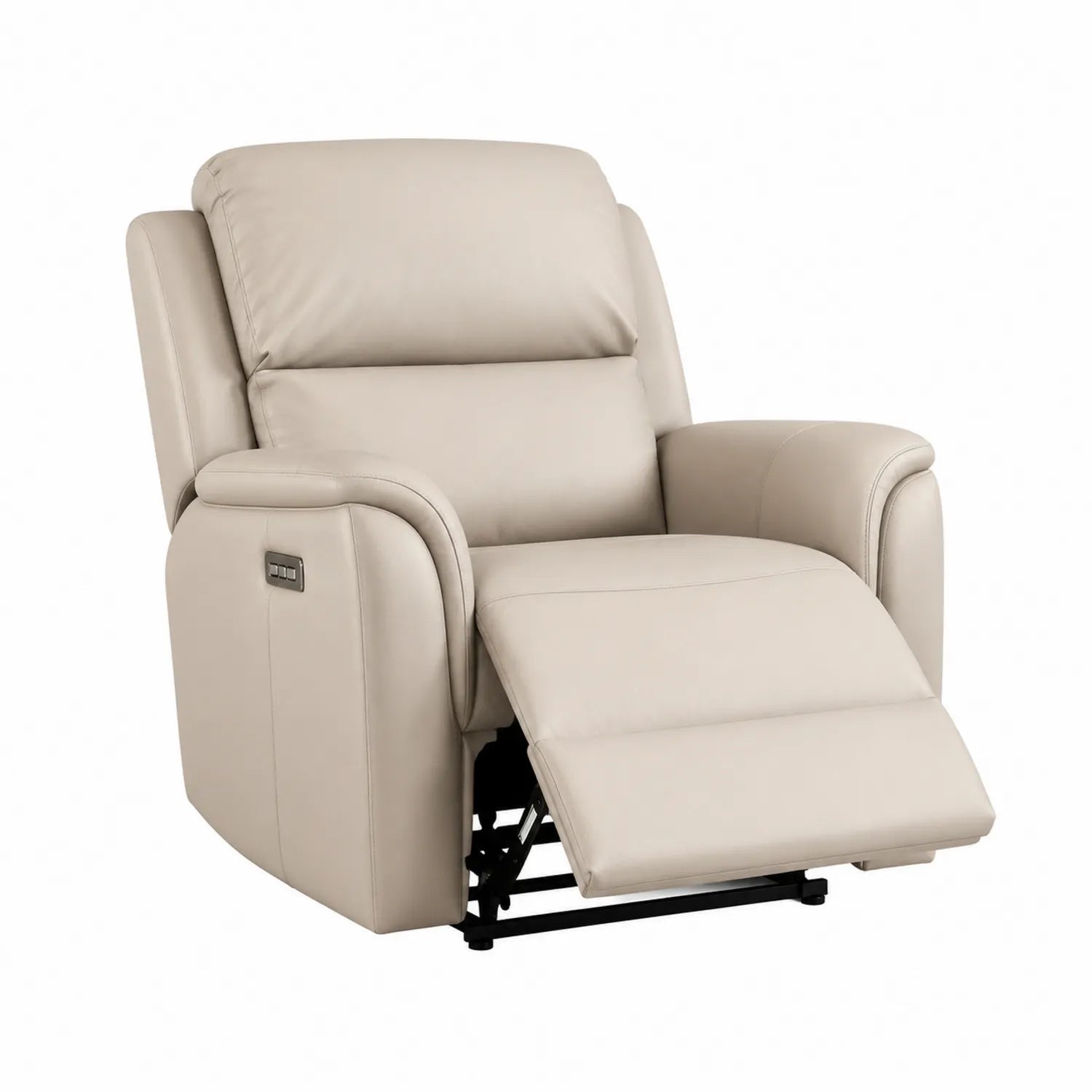 Elektrischer Ledersessel Beige mit Liegefunktion