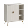 Schrank MDF Weiß 2 Türen 3 Regale