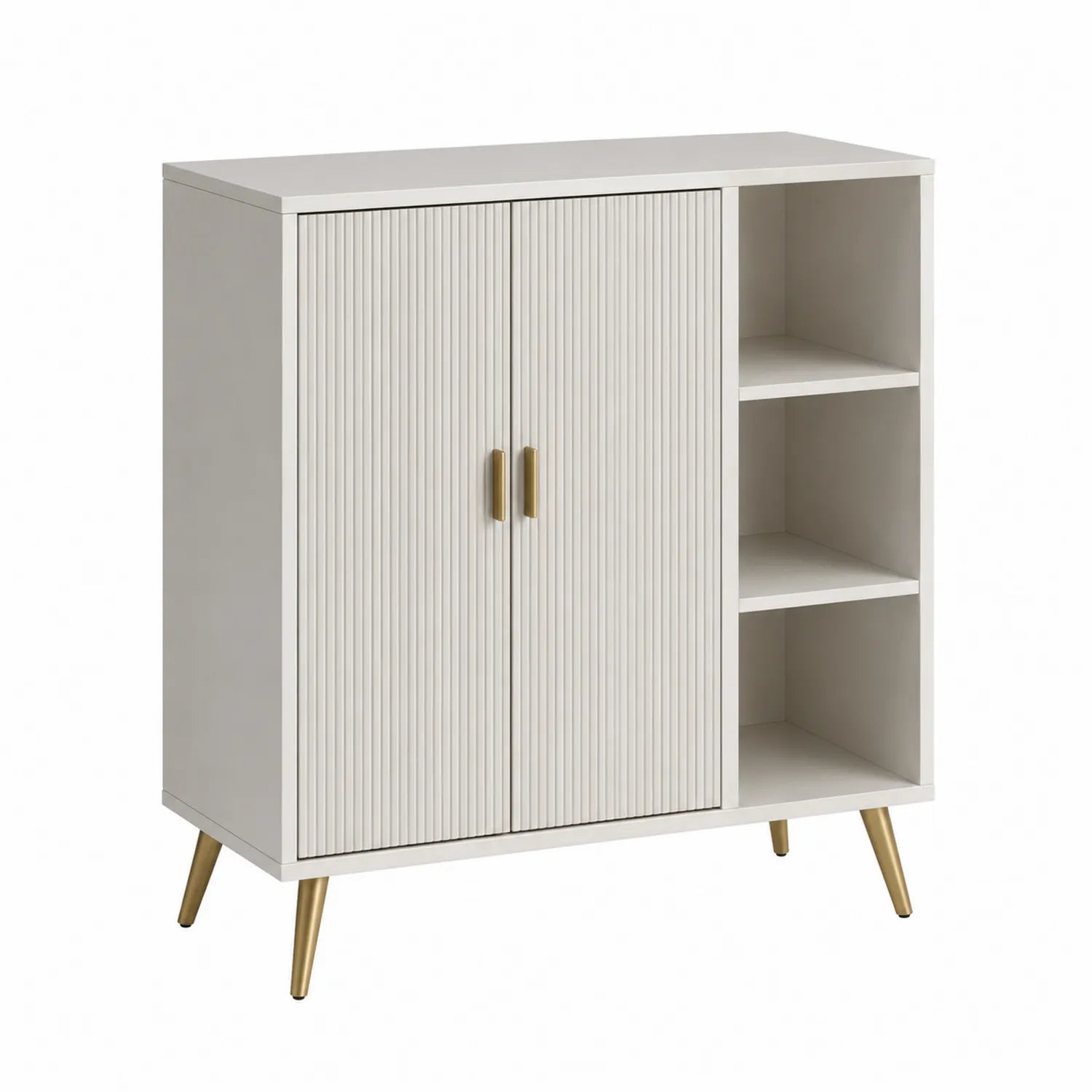 Schrank MDF Weiß 2 Türen 3 Regale