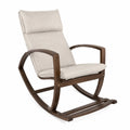 Schaukelstuhl Massivholz Leinen Beige