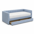 Tagesbett mit Ausziehbett und Schubladen, Stoff, Hellblau, 200x90 cm