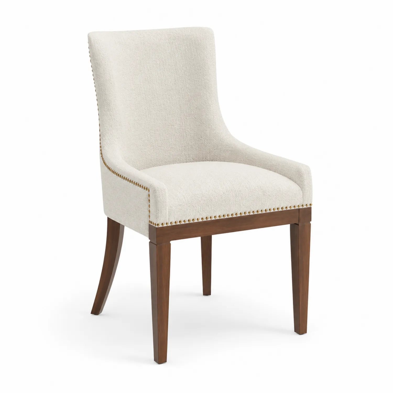Esszimmerstuhl aus Holz mit Polyesterbezug, Beige, 95 cm