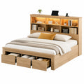 Holzbett mit Regal und Schubladen 200x160 cm Eiche