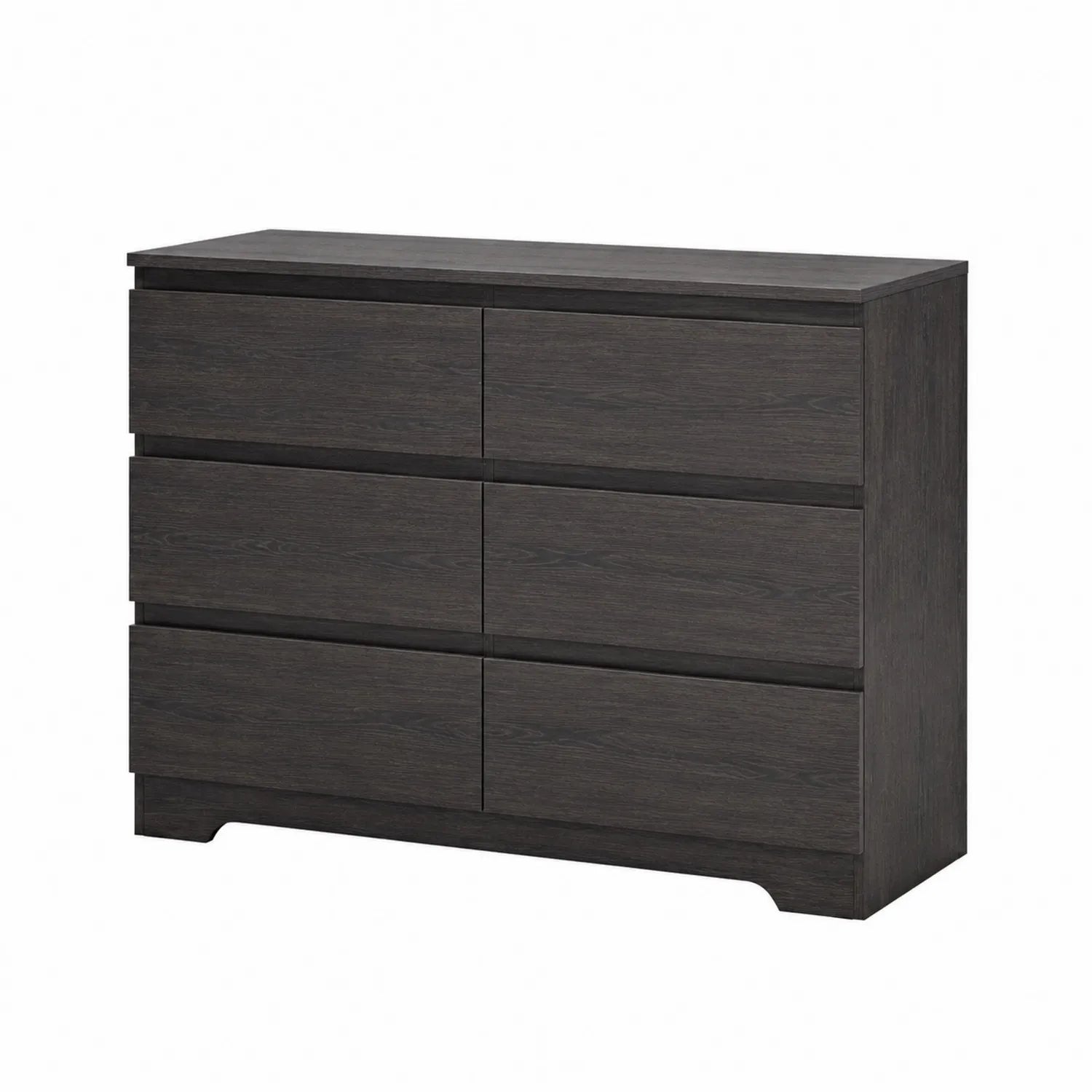 Kommode Holzfurnier Dunkelgrau 6 Schubladen 120x40x75cm