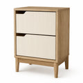 Nachttisch mit 2 Schubladen MDF mit Eichenfurnier Beige