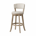 Drehbarer Barhocker aus Holz und Leinen Beige