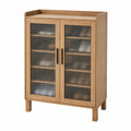 Schuhschrank Eichenholz mit Geriffeltem Glas 120x80x35cm
