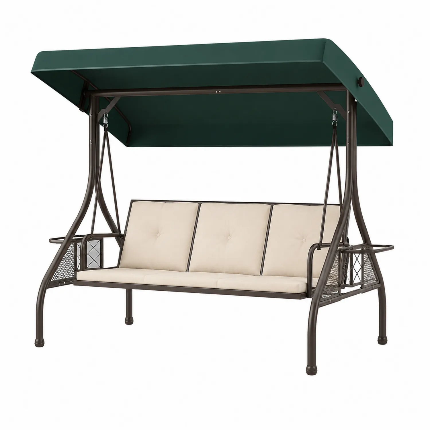 Gartenschaukel Metallrahmen Dunkelgrün/Beige